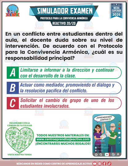 Simulador de Examen - PROTOCOLO PARA LA CONVIVENCIA ARMÓNICA DEL ESTUDIANTADO EN LOS PLANTELES FEDERALES DE EDUCACIÓN MEDIA SUPERIOR - Media Superior