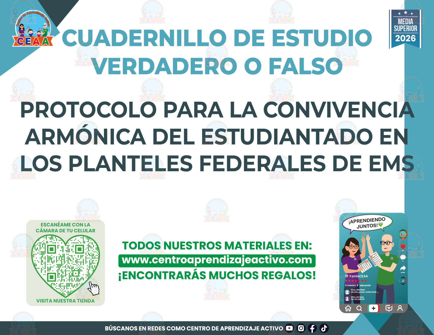 Cuadernillo de Estudio - PROTOCOLO PARA LA CONVIVENCIA ARMÓNICA DEL ESTUDIANTADO EN LOS PLANTELES FEDERALES DE EMS - Verdadero o Falso - Media Superior