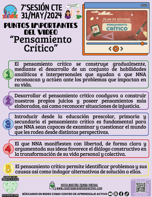 PUNTOS IMPORTANTES DEL VIDEO - Pensamiento Crítico