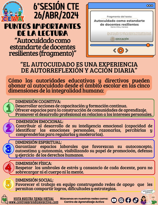 Puntos Importantes de la Lectura "Autocuidado como Estandarte de Docentes Resilientes (Fragmento)"