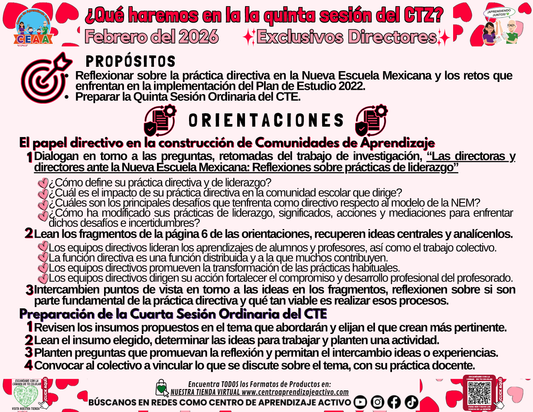 Infografía ¿Qué haremos en la 5° Sesión CTE? Directivos y Supervisores Enero 2026