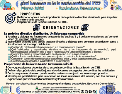 Infografía ¿Qué haremos en la 6° Sesión CTE? Directivos y Supervisores Marzo 2026