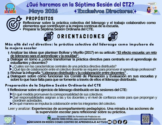 Infografía ¿Qué haremos en la 7° Sesión CTZ? Directivos y Supervisores Mayo 2026