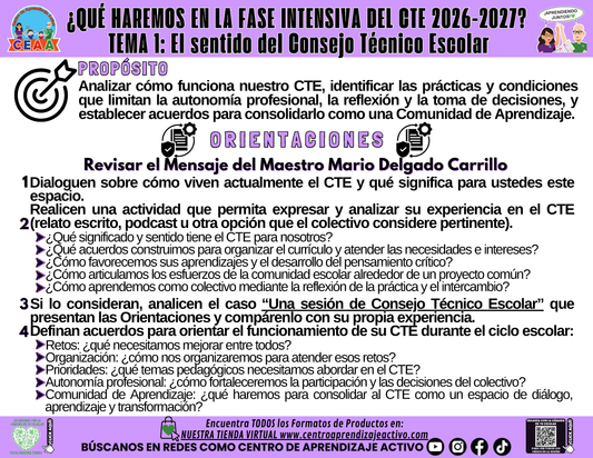 Infografía: ¿Qué haremos en la sesión CTE Fase Intensiva? Tema 1
