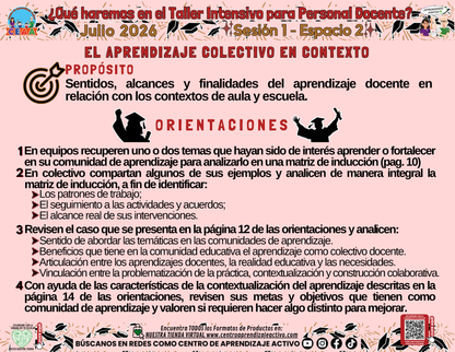 INFOGRAFÍA ¿Qué Haremos en la Sesión del Taller Intensivo Sesión 1 Espacio 2? Julio 2026
