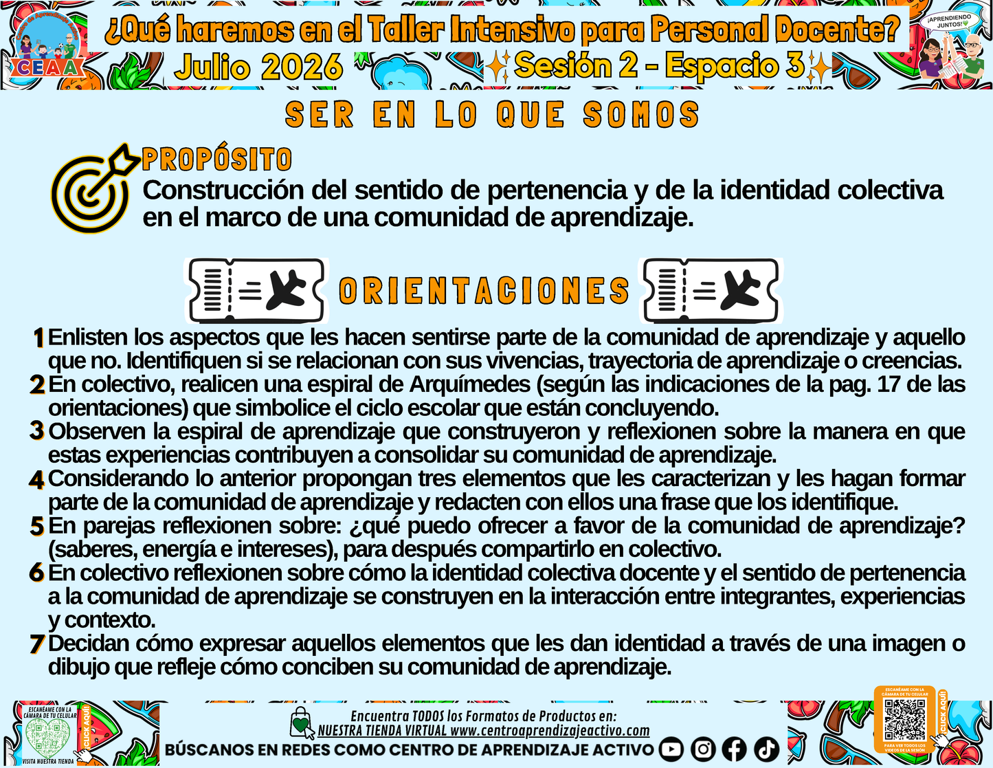 INFOGRAFÍA ¿Qué Haremos en la Sesión del Taller Intensivo Sesión 2 Espacio 3? Julio 2026