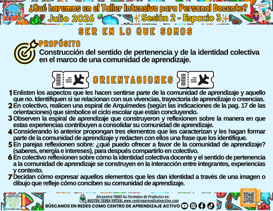 INFOGRAFÍA ¿Qué Haremos en la Sesión del Taller Intensivo Sesión 2 Espacio 3? Julio 2026