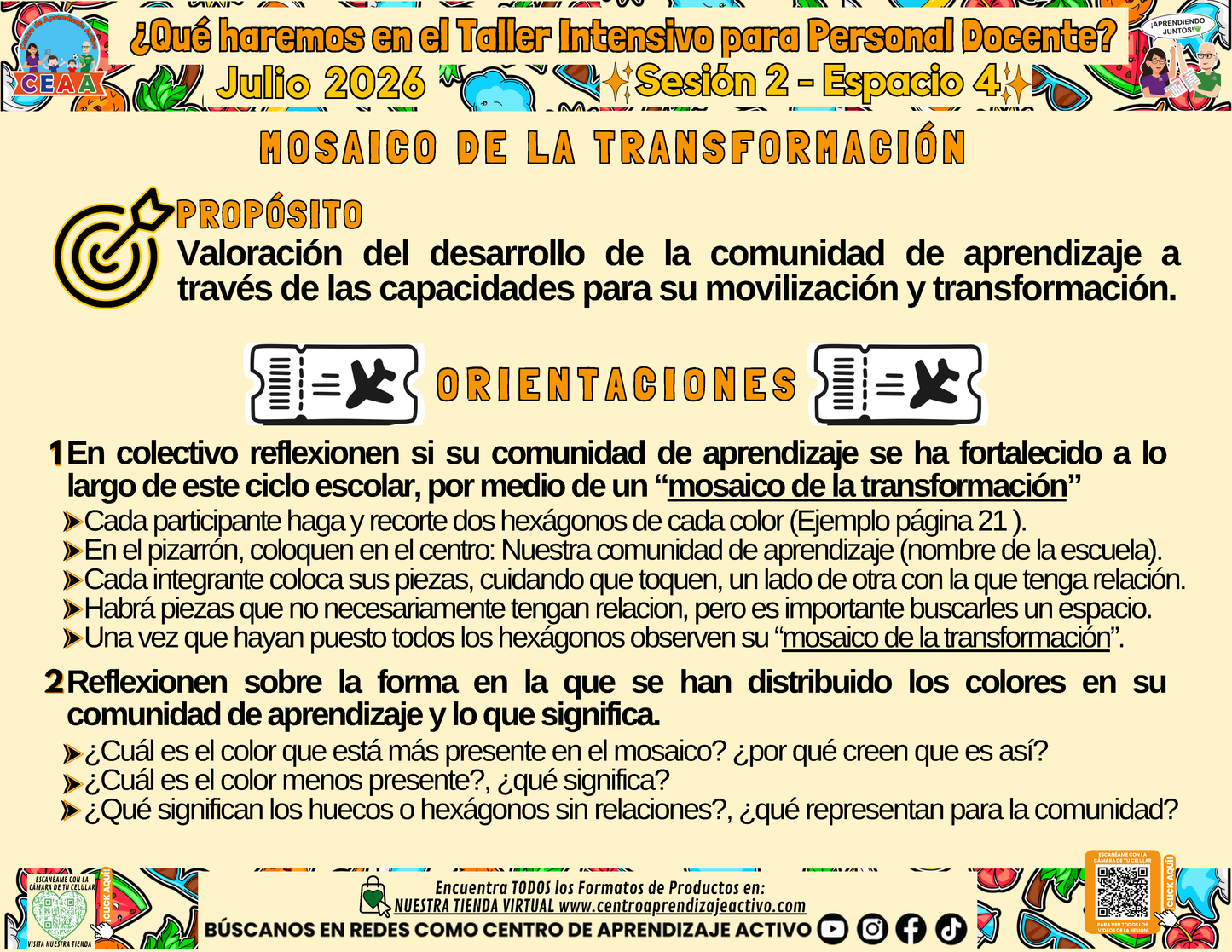 INFOGRAFÍA ¿Qué Haremos en la Sesión del Taller Intensivo Sesión 2 Espacio 4? Julio 2026