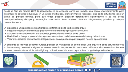 Resumen Gráfico CTE Multigrado TEMA 2: PLANEACIÓN DIDÁCTICA EN ESCUELAS MULTIGRADO: ORGANIZAR LA DIVERSIDAD PARA APRENDER JUNTOS en PDF