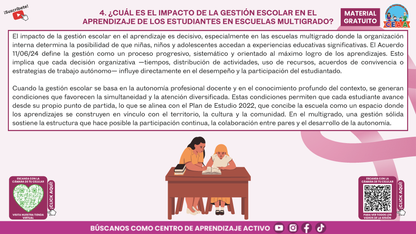Resumen Gráfico CTE Multigrado TEMA 5: ¿QUÉ ES Y CÓMO SE LOGRA LA GESTIÓN ESCOLAR EN LAS ESCUELAS MULTIGRADO? en PDF