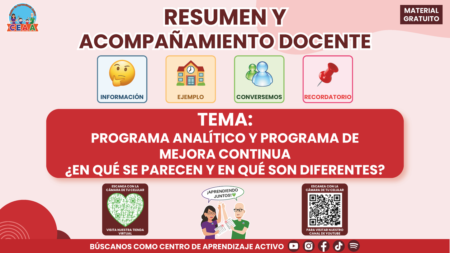 RESUMEN Y ACOMPAÑAMIENTO DOCENTE TEMA: PROGRAMA ANALÍTICO Y PROGRAMA DE MEJORA CONTINUA ¿EN QUÉ SE PARECEN Y EN QUÉ SON DIFERENTES? en PDF