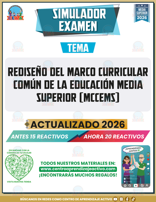 Simulador de Examen - REDISEÑO DEL MARCO CURRICULAR COMÚN DE LA EDUCACIÓN MEDIA SUPERIOR (MCCEMS) - Media Superior