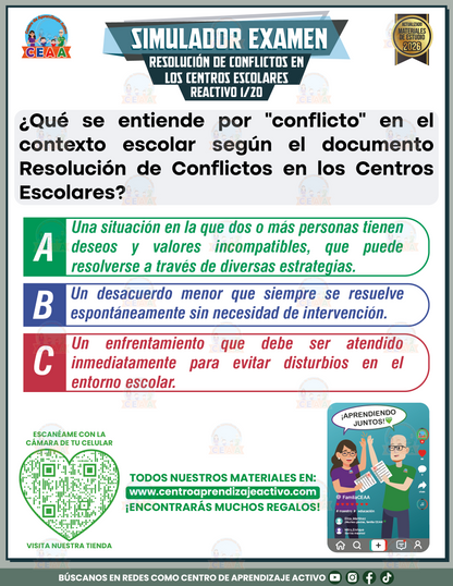 Simulador de Examen - Resolución de Conflictos en los Centros Escolares en PDF