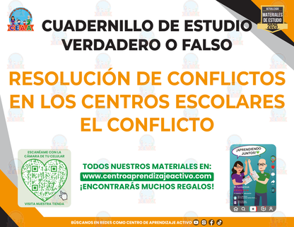 Cuadernillo de Estudios - Resolución de Conflictos en los Centros Escolares-El conflicto - Verdadero o Falso