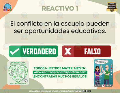 Cuadernillo de Estudio - Resolución de Conflictos en los Centros Escolares-El conflicto en la escuela - Verdadero o Falso