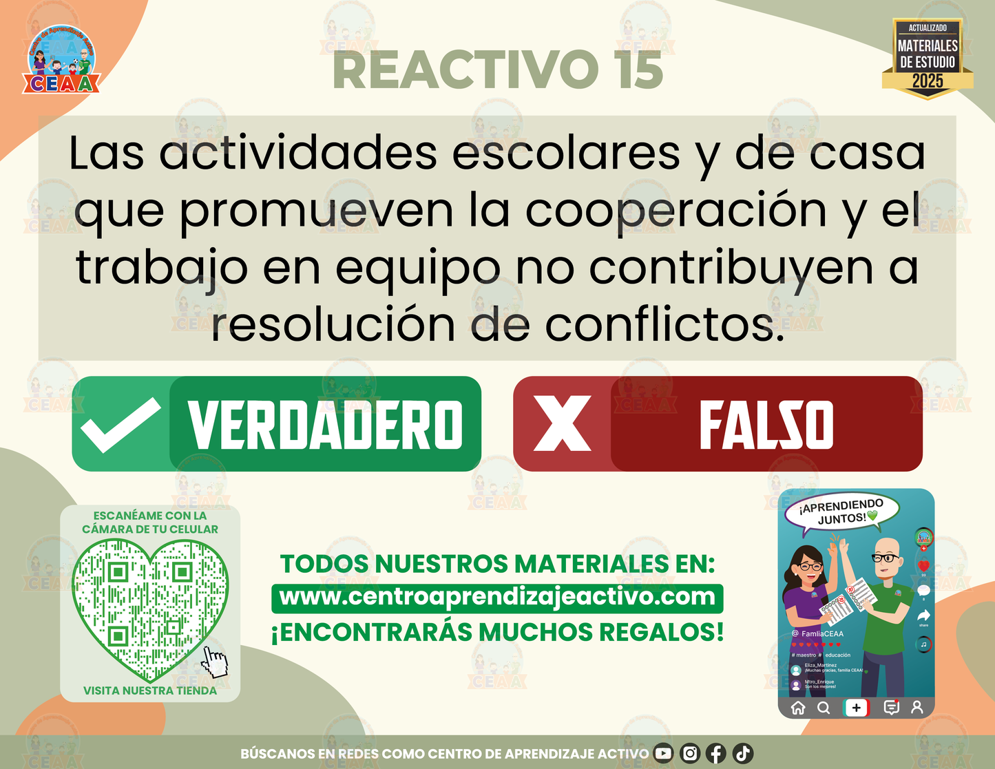 Cuadernillo de Estudio - Resolución de Conflictos en los Centros Escolares-El conflicto en la escuela - Verdadero o Falso