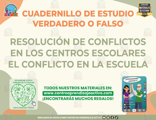 Cuadernillo de Estudio - Resolución de Conflictos en los Centros Escolares-El conflicto en la escuela - Verdadero o Falso