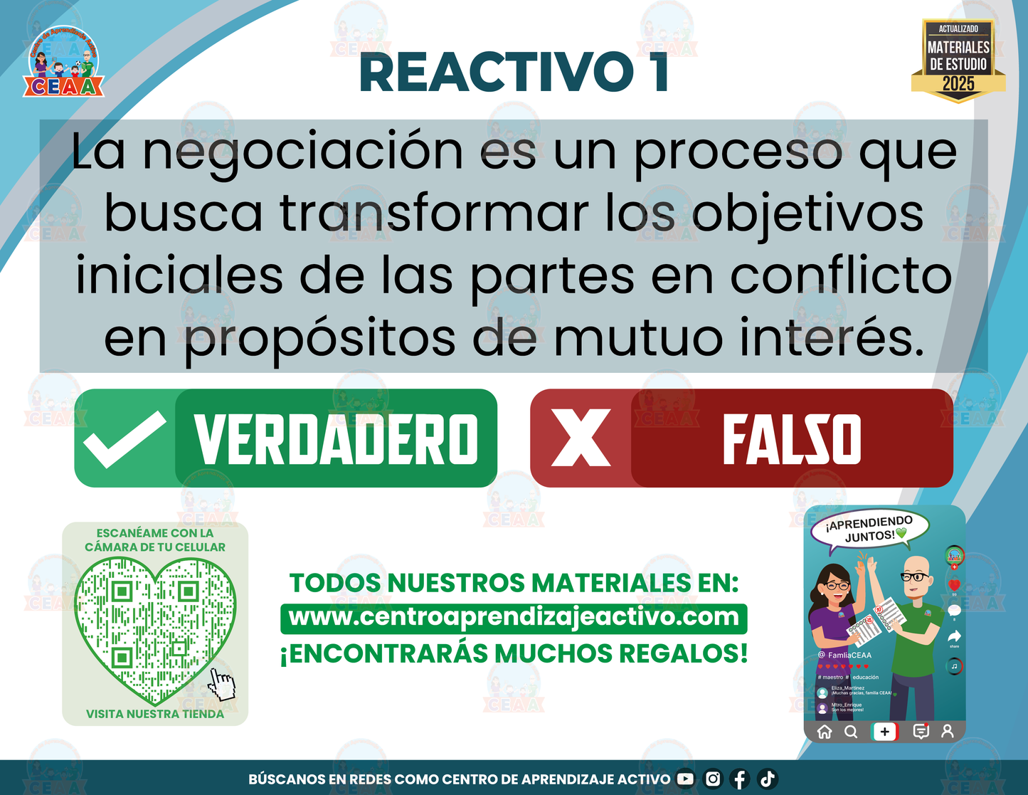 Cuadernillo de Estudio - Resolución de Conflictos en los Centros Escolares-Técnicas para la resolución pacífica - Verdadero o Falso