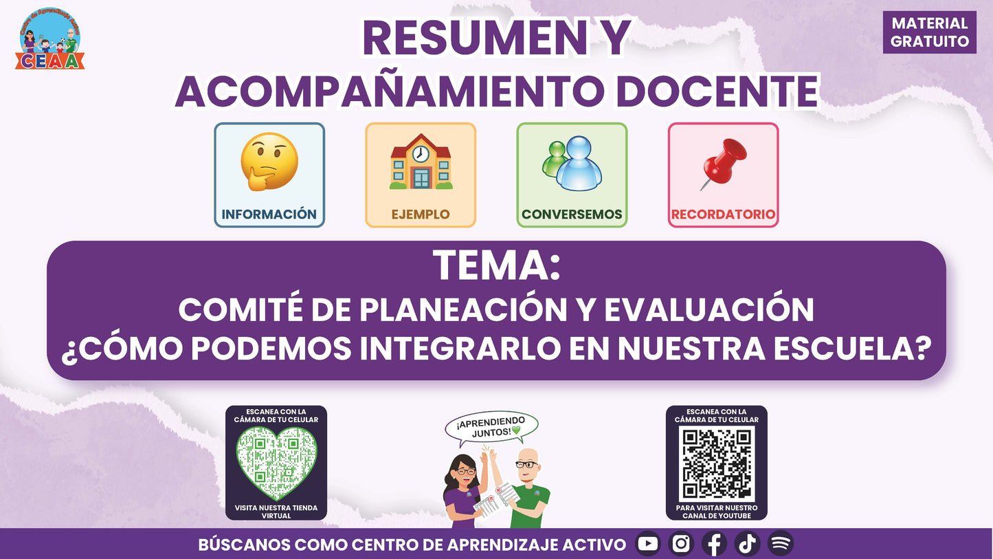 RESUMEN Y ACOMPAÑAMIENTO DOCENTE TEMA: COMITÉ DE PLANEACIÓN Y EVALUACIÓN ¿CÓMO PODEMOS INTEGRARLO EN NUESTRA ESCUELA? en PDF
