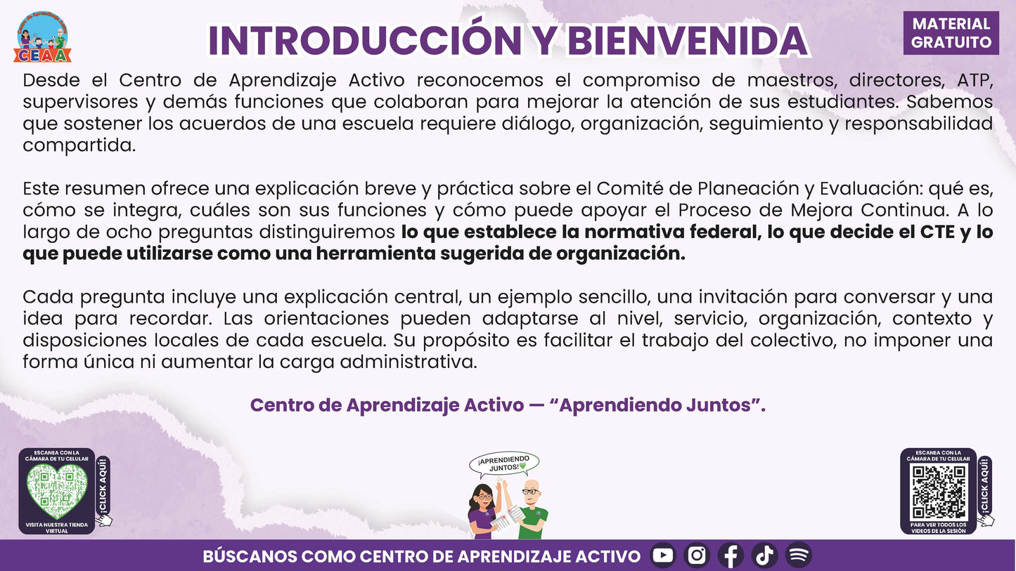 RESUMEN Y ACOMPAÑAMIENTO DOCENTE TEMA: COMITÉ DE PLANEACIÓN Y EVALUACIÓN ¿CÓMO PODEMOS INTEGRARLO EN NUESTRA ESCUELA? en PDF