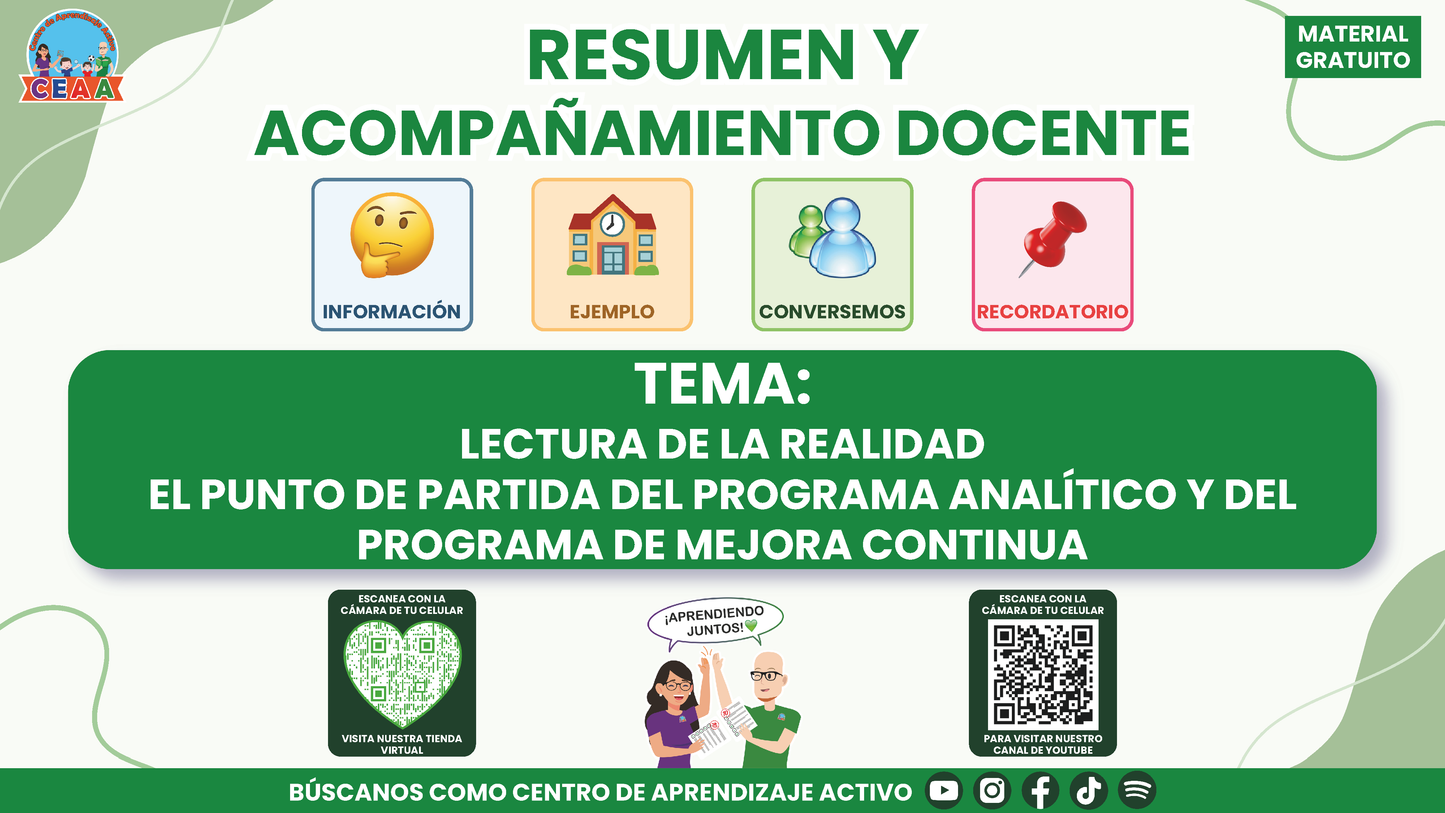 RESUMEN Y ACOMPAÑAMIENTO DOCENTE TEMA: LECTURA DE LA REALIDAD EL PUNTO DE PARTIDA DEL PROGRAMA ANALÍTICO Y DEL PROGRAMA DE MEJORA CONTINUA en PDF