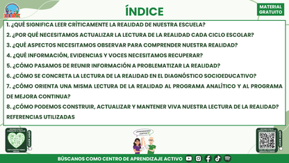 RESUMEN Y ACOMPAÑAMIENTO DOCENTE TEMA: LECTURA DE LA REALIDAD EL PUNTO DE PARTIDA DEL PROGRAMA ANALÍTICO Y DEL PROGRAMA DE MEJORA CONTINUA en PDF