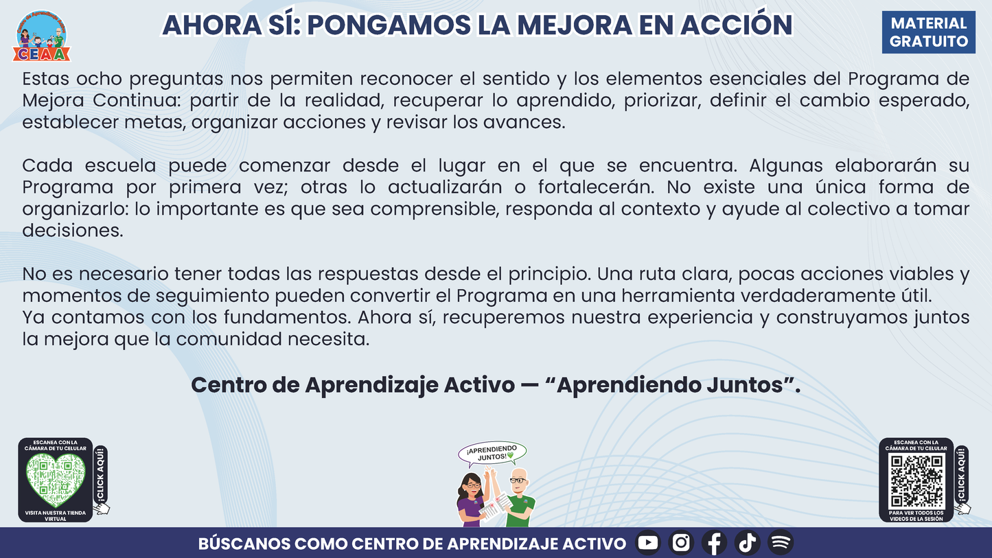 Resumen: NUESTRO PROGRAMA DE MEJORA CONTINUA: ¿CÓMO INICIAMOS SIN PARTIR DE CERO?  Editable en PowerPoint en PDF