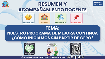 RESUMEN Y ACOMPAÑAMIENTO DOCENTE TEMA: NUESTRO PROGRAMA DE MEJORA CONTINUA ¿CÓMO INICIAMOS SIN PARTIR DE CERO? en PDF