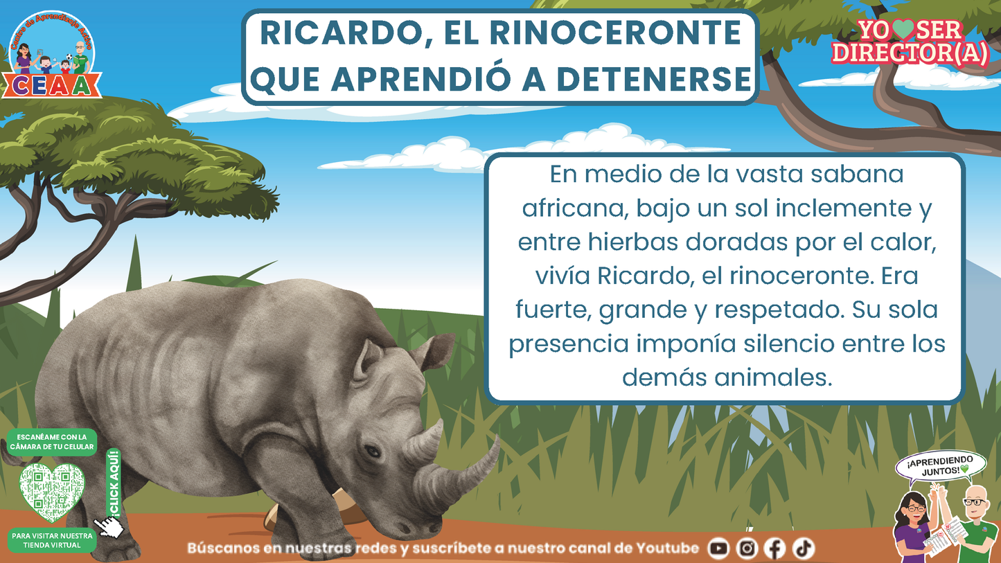 Historias para Directores - Ricardo, el Rinoceronte que Aprendió a Detenerse (Editable en PowerPoint)