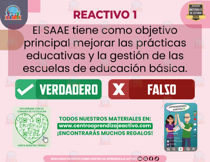 Cuadernillo de Estudio - Lineamientos generales para la operación del Servicio de Asesoría y Acompañamiento a las Escuelas (SAAE) en Educación Básica - Verdadero o Falso