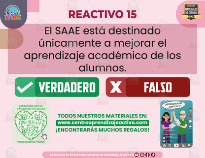 Cuadernillo de Estudio - Lineamientos generales para la operación del Servicio de Asesoría y Acompañamiento a las Escuelas (SAAE) en Educación Básica - Verdadero o Falso