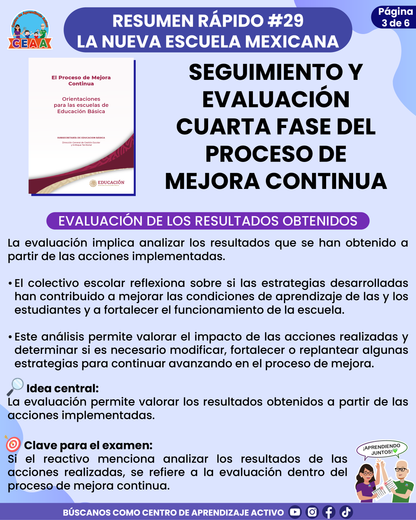 Resumen Rápido #29: SEGUIMIENTO Y EVALUACIÓN CUARTA FASE DEL PROCESO DE MEJORA CONTINUA