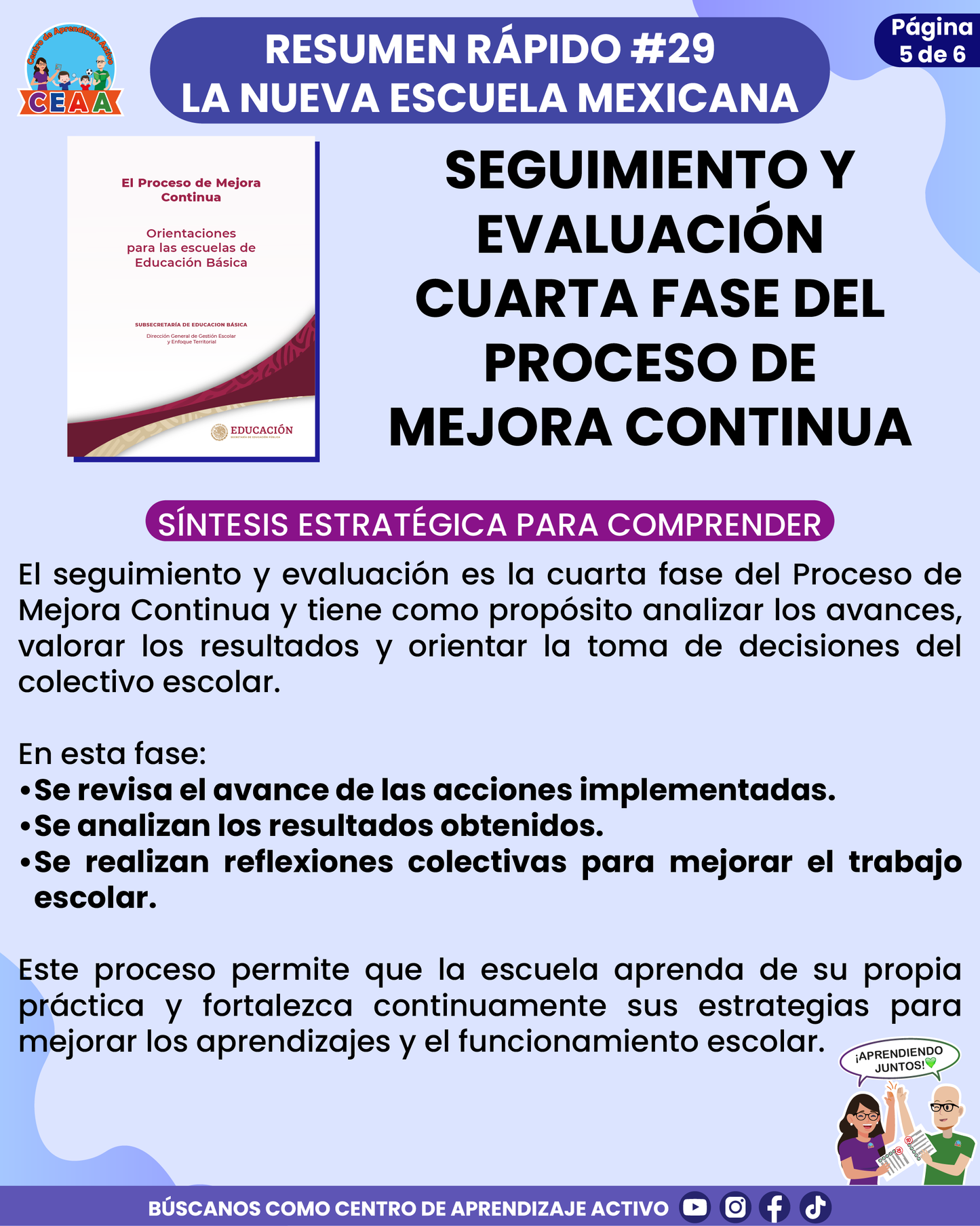 Resumen Rápido #29: SEGUIMIENTO Y EVALUACIÓN CUARTA FASE DEL PROCESO DE MEJORA CONTINUA