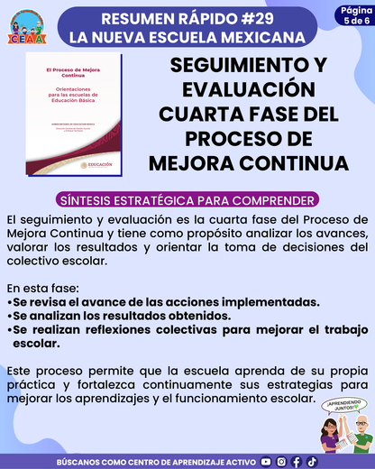 Resumen Rápido #29: SEGUIMIENTO Y EVALUACIÓN CUARTA FASE DEL PROCESO DE MEJORA CONTINUA