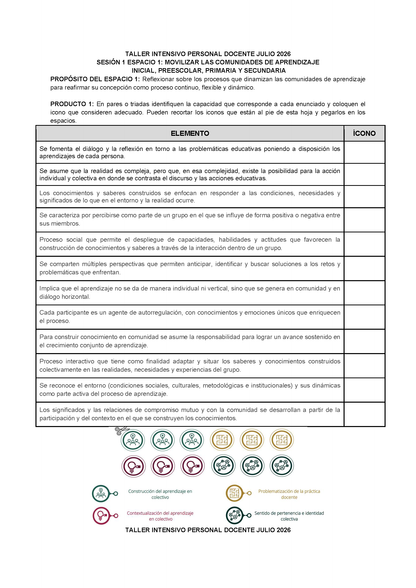 Formato de Productos para tu Taller Intensivo Sesión 1 Espacios 1 y 2 Julio 2026 editable en Word