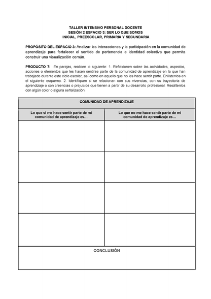 Formato de Productos para tu Taller Intensivo Sesión 2 Espacios 3 y 4 Julio 2026 editable en Word