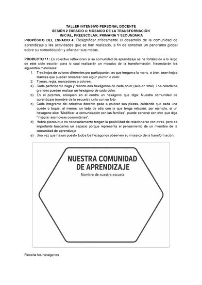 Formato de Productos para tu Taller Intensivo Sesión 2 Espacios 3 y 4 Julio 2026 editable en Word