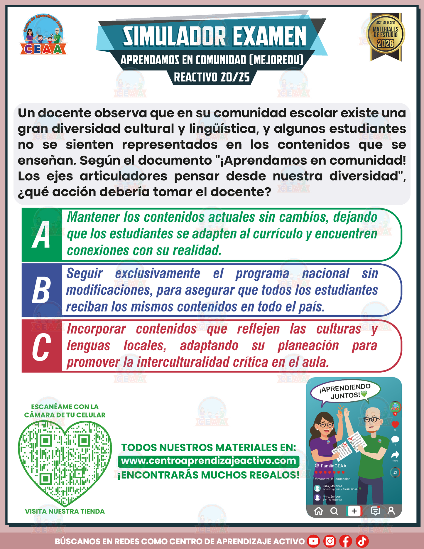 Simulador de Examen - Aprendamos en Comunidad (MEJOREDU) en PDF