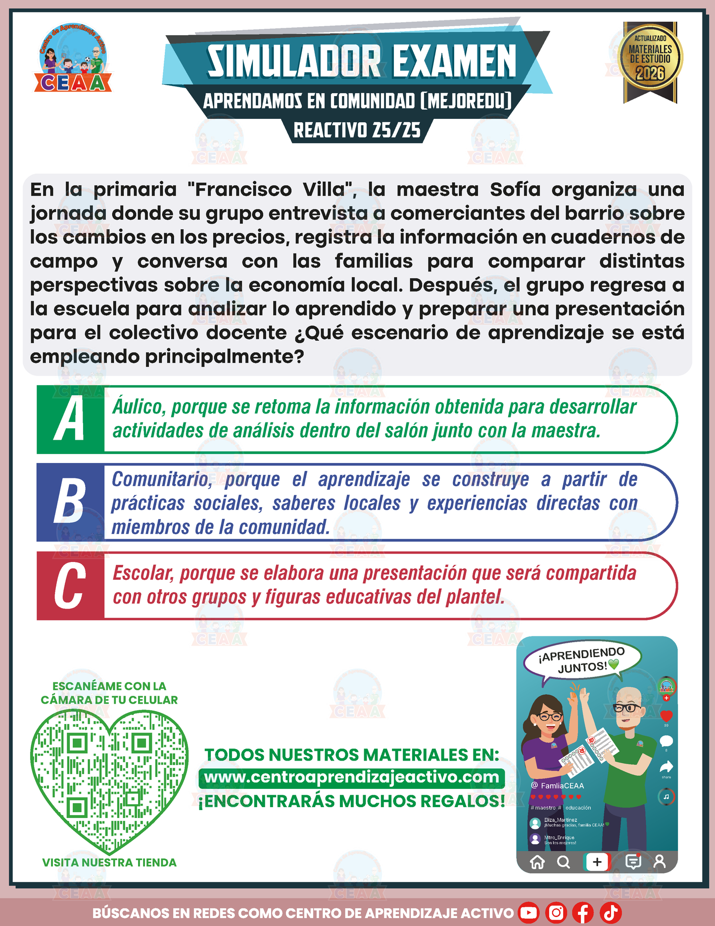 Simulador de Examen - Aprendamos en Comunidad (MEJOREDU) en PDF