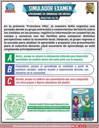 Simulador de Examen - Aprendamos en Comunidad (MEJOREDU) en PDF