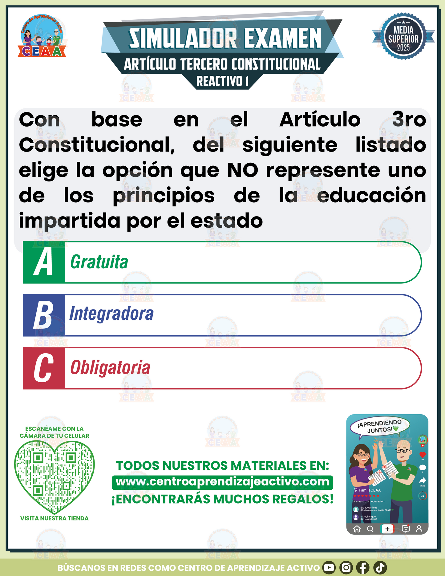 Simulador de Examen: Artículo 3ro Constitucional