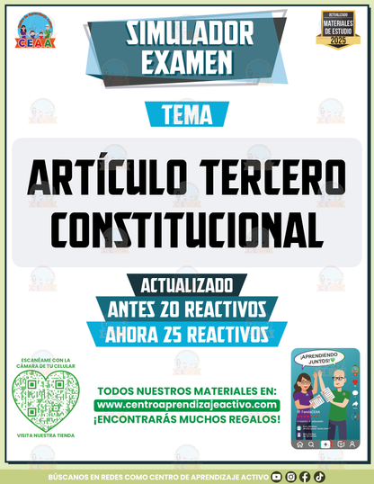 Simulador de examen Artículo Tercero Constitucional en PDF