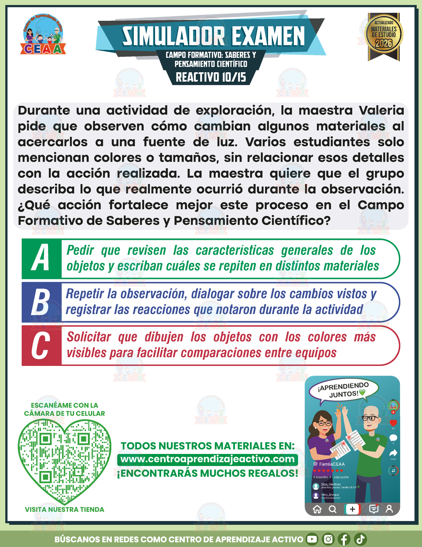 Simulador de Examen - Campo Formativo: Saberes y Pensamiento Científico en PDF