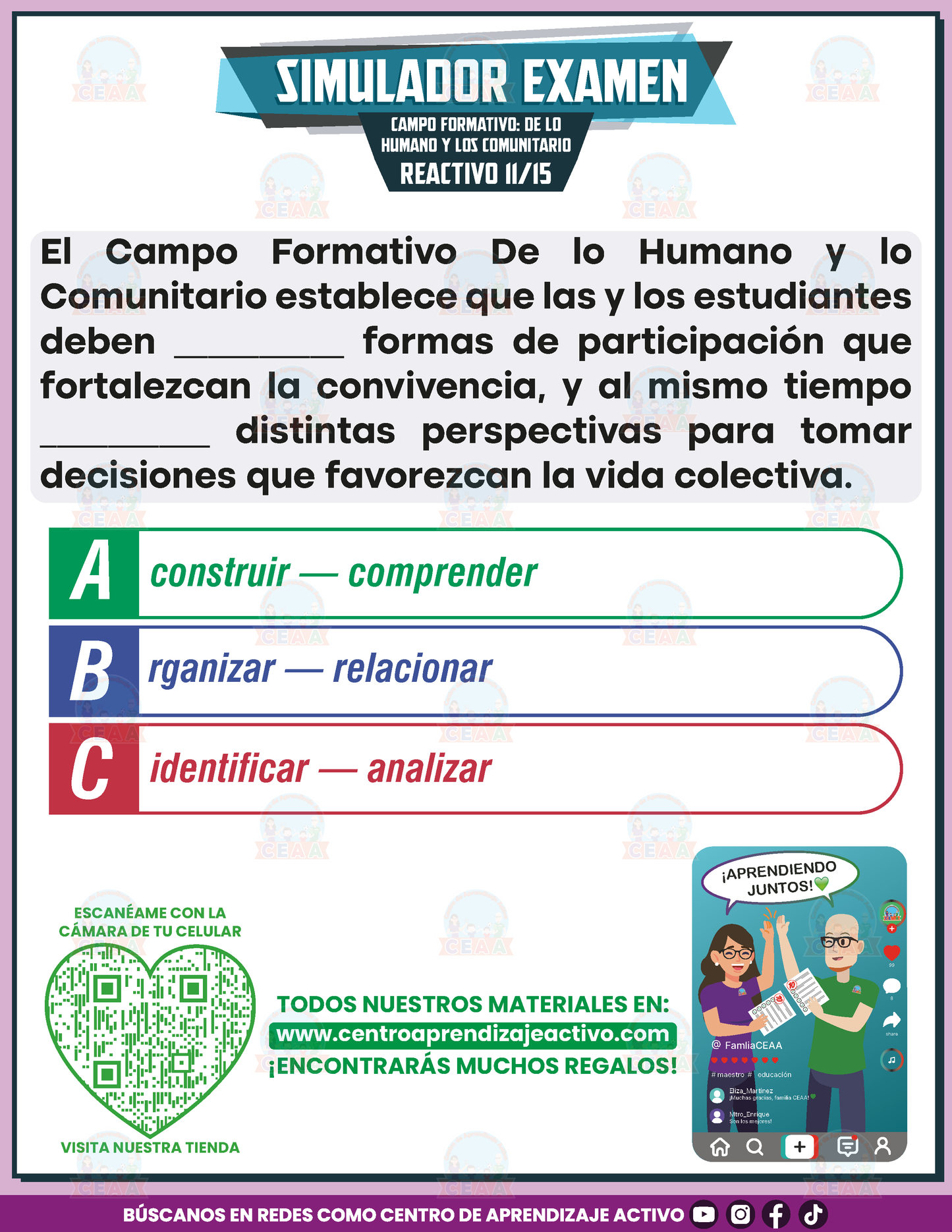 Simulador de Examen - Campo Formativo: De lo Humano y lo Comunitario PDF
