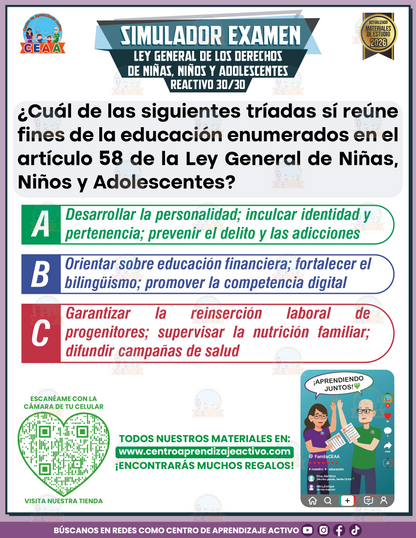 Simulador de Examen - Ley Genera de los Derechos NNA en PDF