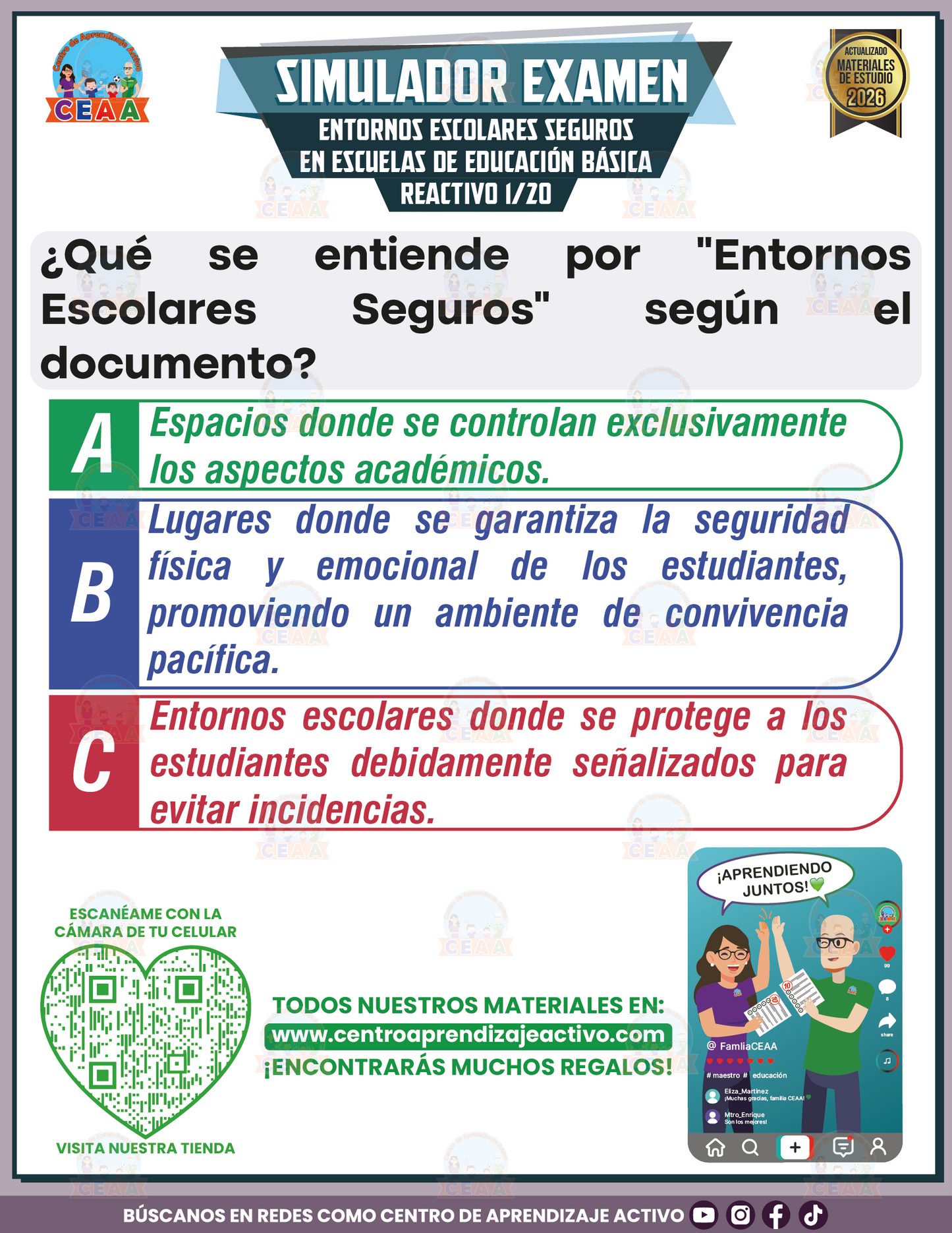 Simulador de Examen - Entornos Escolares Seguros En Escuelas de Educación Básica en PDF