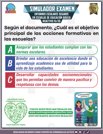 Simulador de Examen - Entornos Escolares Seguros En Escuelas de Educación Básica en PDF