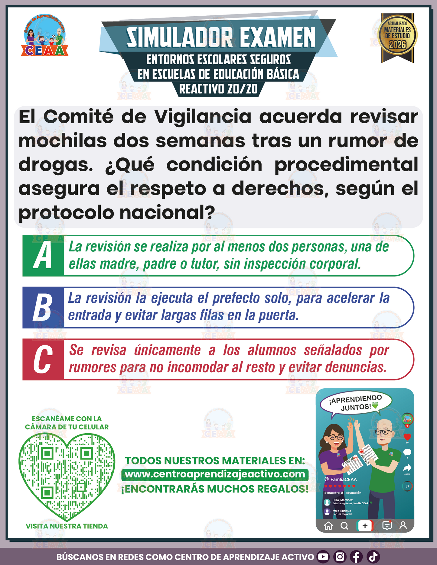 Simulador de Examen - Entornos Escolares Seguros En Escuelas de Educación Básica en PDF