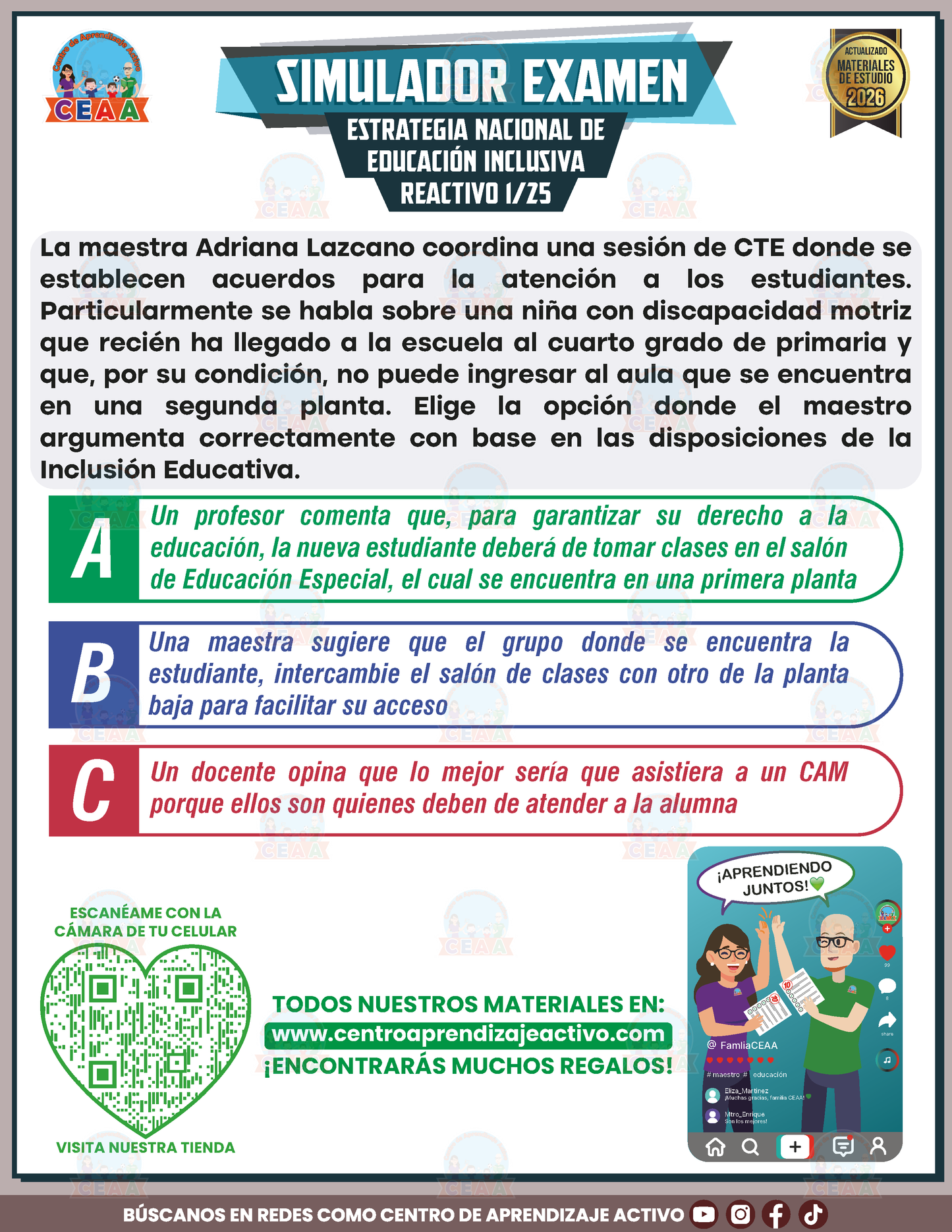 SIMULADOR EXAMEN - ESTRATEGIA NACIONAL DE EDUCACIÓN INCLUSIVA en PDF
