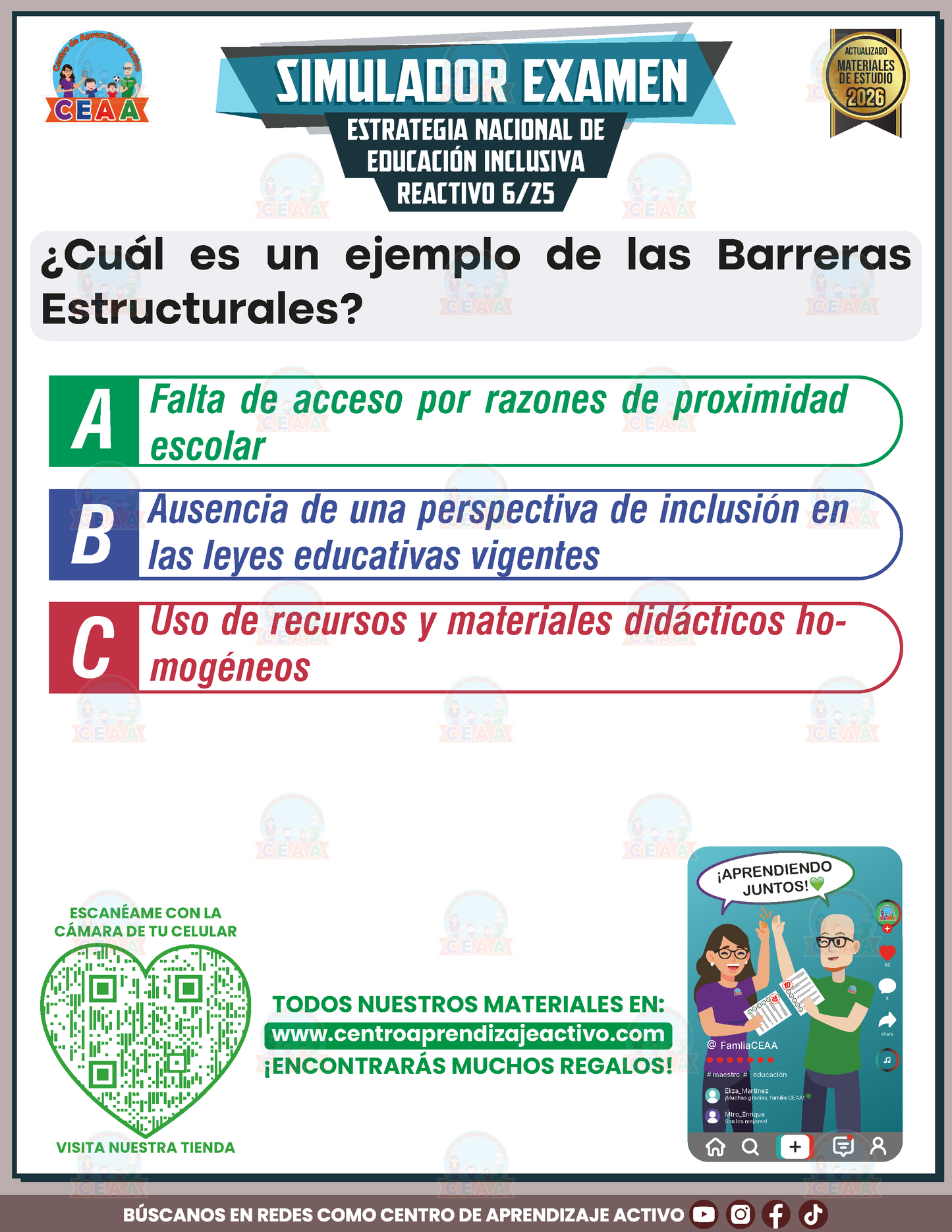 SIMULADOR EXAMEN - ESTRATEGIA NACIONAL DE EDUCACIÓN INCLUSIVA en PDF
